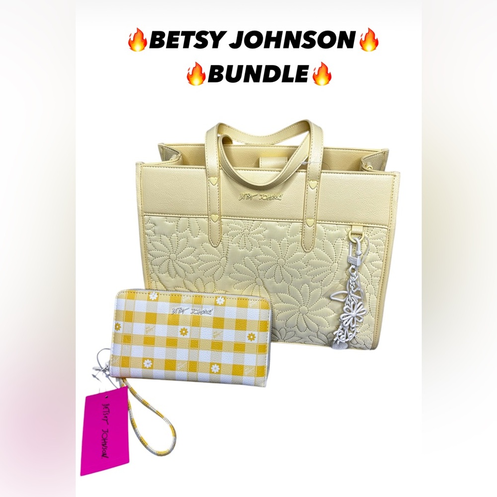 COPY - 🔥BUNDLE🔥 Betsey Johnson Yellow Floral Tote and Wallet Set.